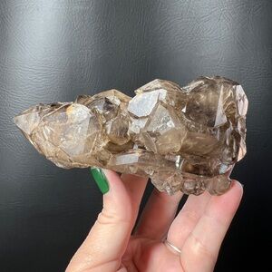 14.21 oz Smoky Quartz Elestial Alligator Quartz Crystal Cluster from Brazil